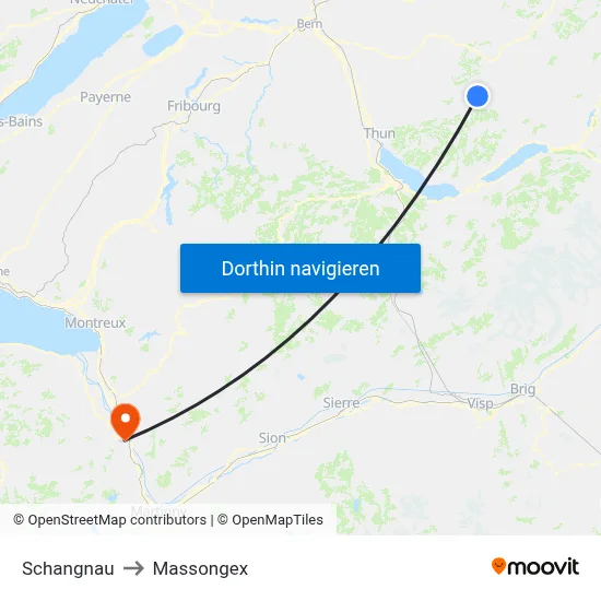 Schangnau to Massongex map