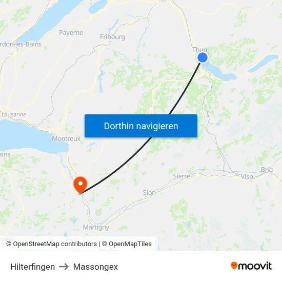 Hilterfingen to Massongex map
