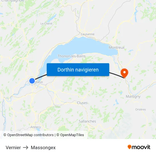 Vernier to Massongex map