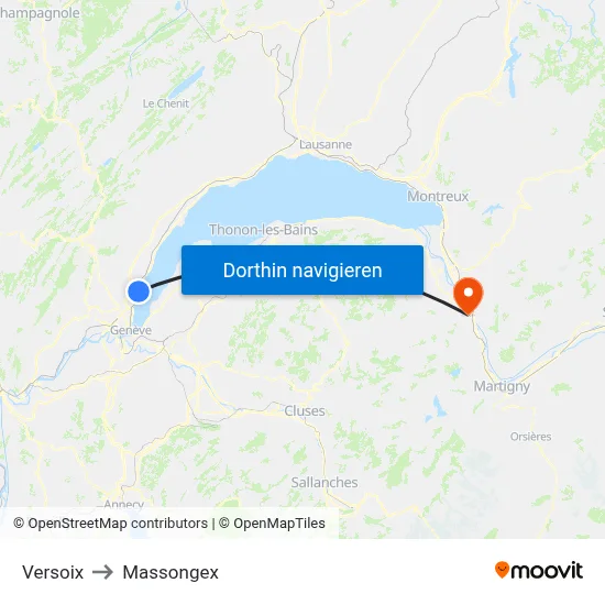 Versoix to Massongex map