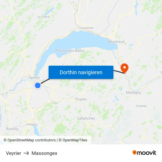 Veyrier to Massongex map