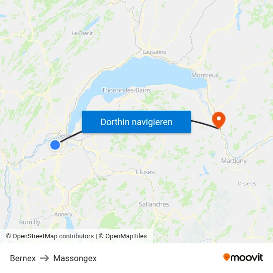 Bernex to Massongex map