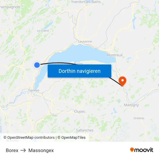 Borex to Massongex map