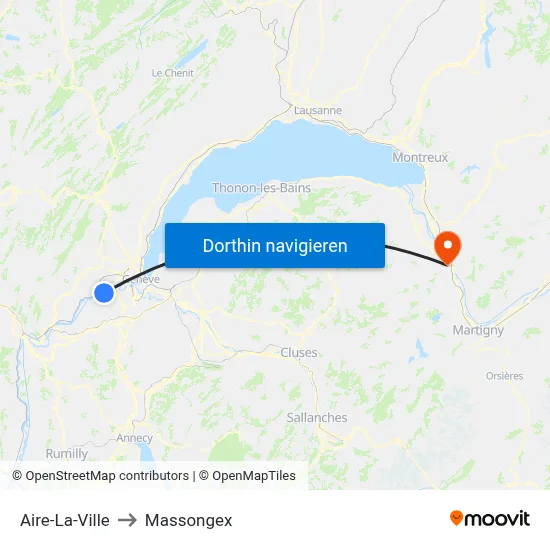 Aire-La-Ville to Massongex map