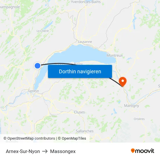 Arnex-Sur-Nyon to Massongex map