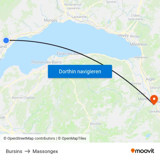Bursins to Massongex map