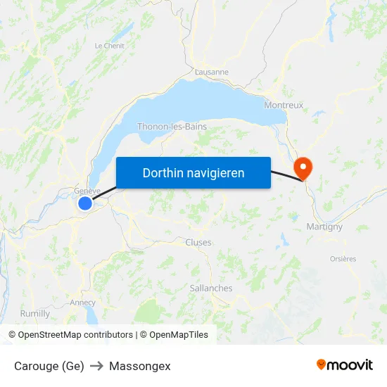 Carouge (Ge) to Massongex map