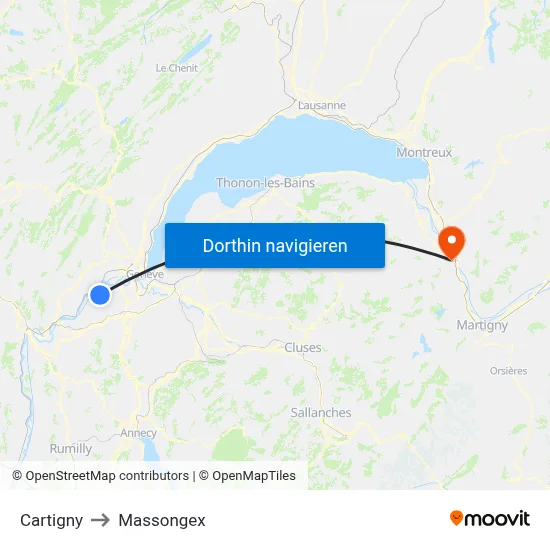Cartigny to Massongex map