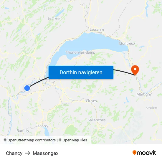 Chancy to Massongex map