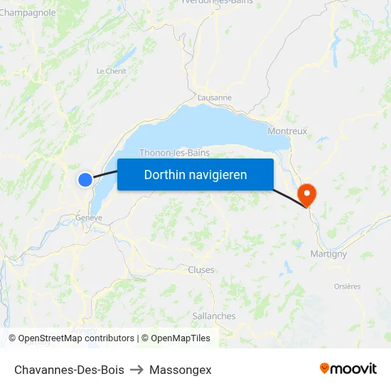 Chavannes-Des-Bois to Massongex map