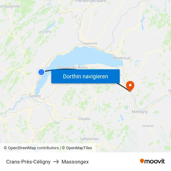 Crans-Près-Céligny to Massongex map