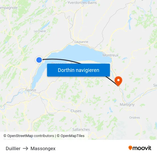Duillier to Massongex map