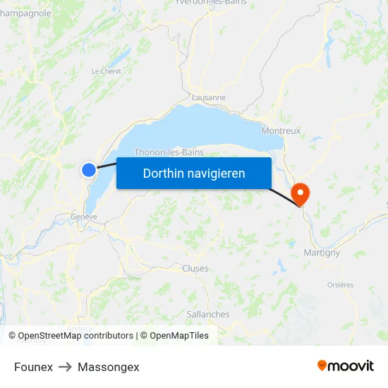 Founex to Massongex map
