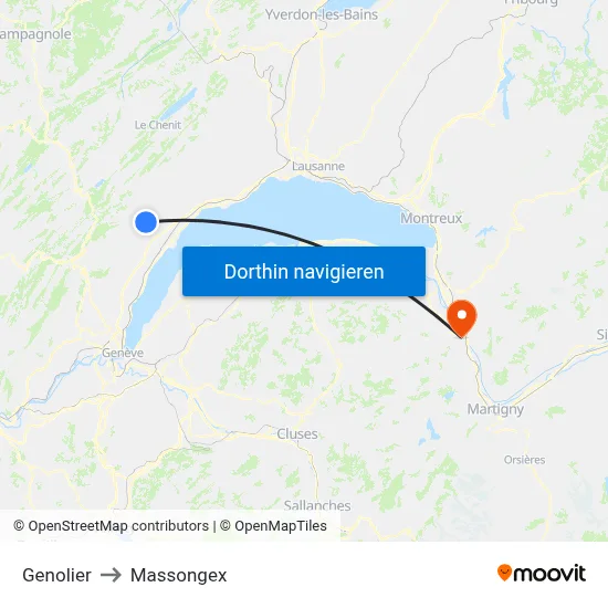 Genolier to Massongex map