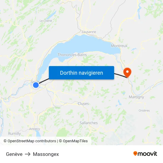 Genève to Massongex map