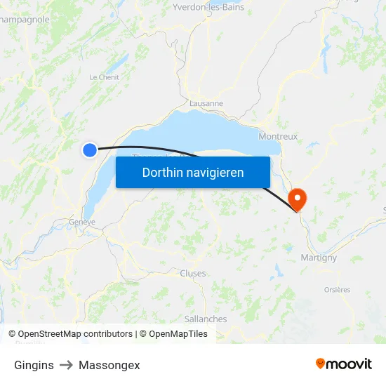 Gingins to Massongex map