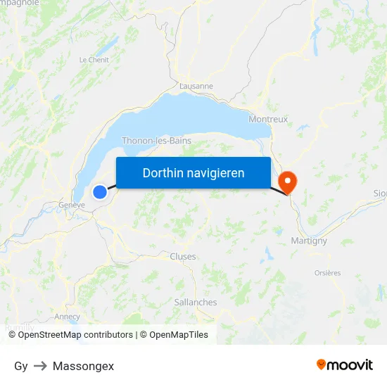 Gy to Massongex map