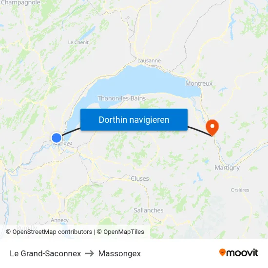 Le Grand-Saconnex to Massongex map