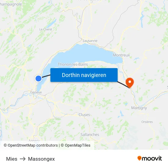 Mies to Massongex map