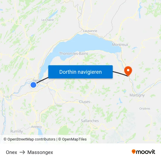 Onex to Massongex map
