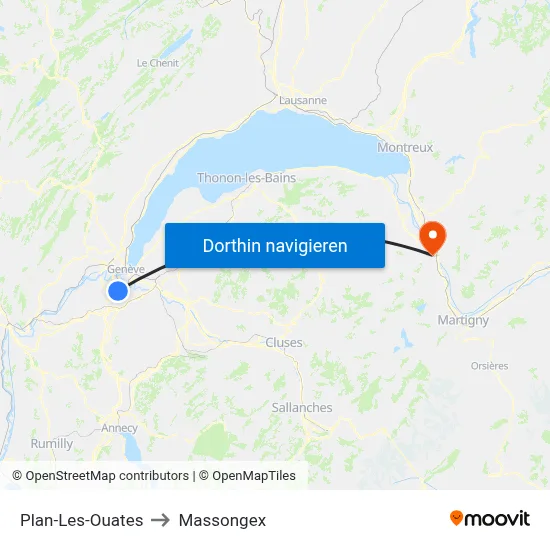 Plan-Les-Ouates to Massongex map