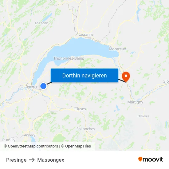 Presinge to Massongex map