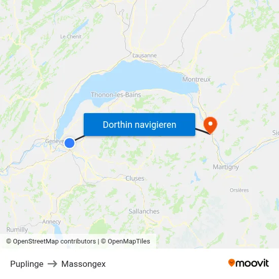 Puplinge to Massongex map