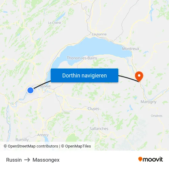 Russin to Massongex map