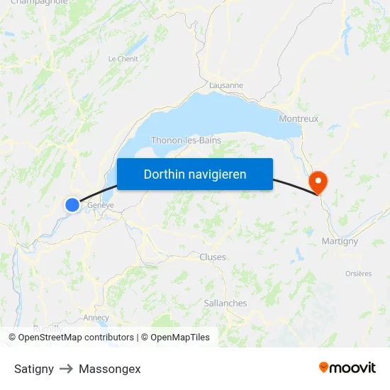 Satigny to Massongex map