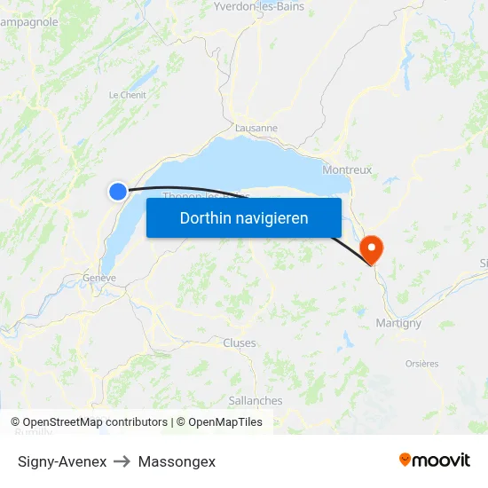 Signy-Avenex to Massongex map