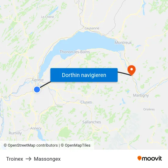 Troinex to Massongex map
