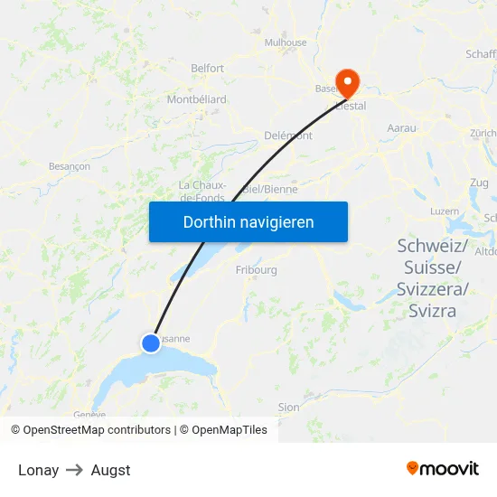 Lonay to Augst map