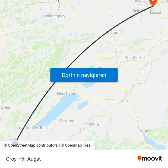 Croy to Augst map