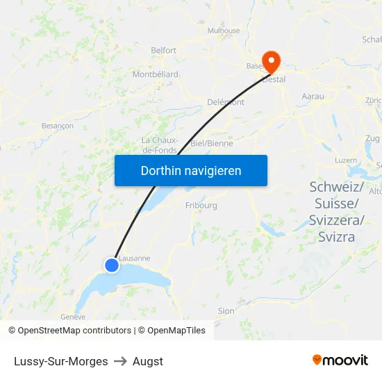 Lussy-Sur-Morges to Augst map