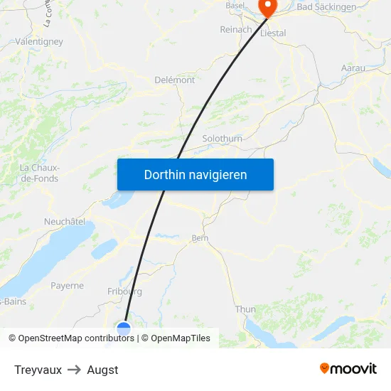 Treyvaux to Augst map