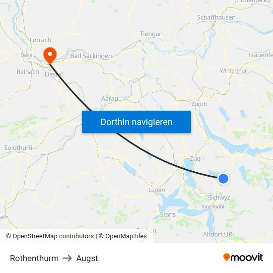 Rothenthurm to Augst map