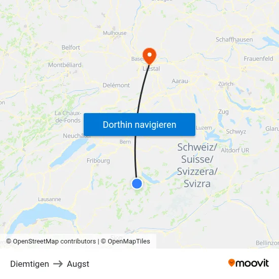 Diemtigen to Augst map