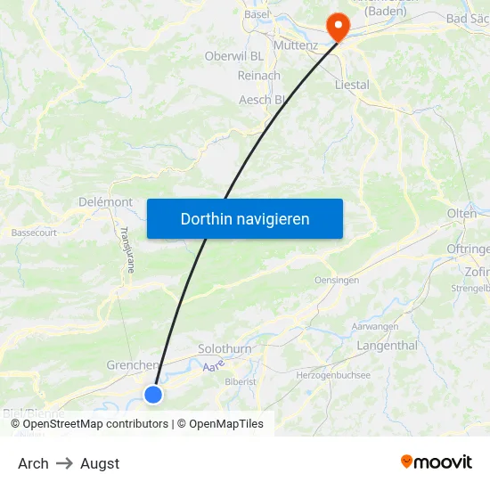 Arch to Augst map