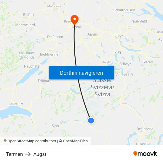 Termen to Augst map