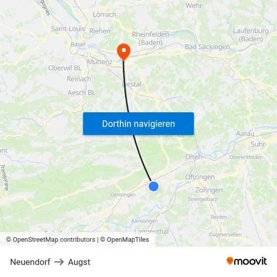 Neuendorf to Augst map