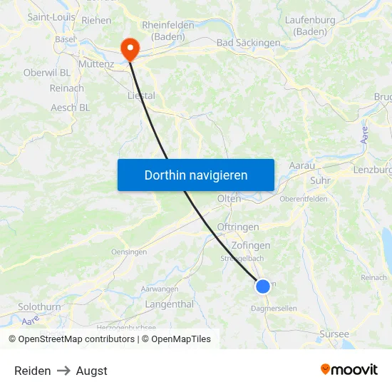 Reiden to Augst map