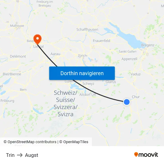 Trin to Augst map