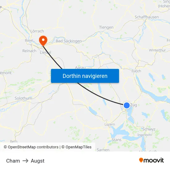 Cham to Augst map