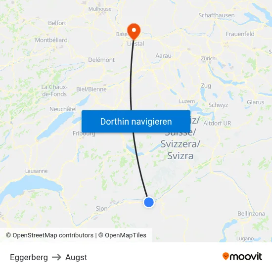 Eggerberg to Augst map