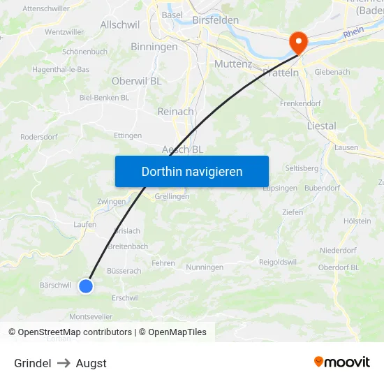 Grindel to Augst map