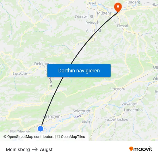 Meinisberg to Augst map