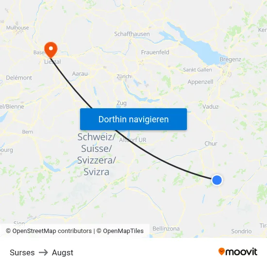 Surses to Augst map