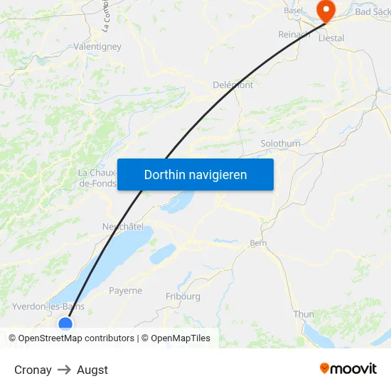 Cronay to Augst map