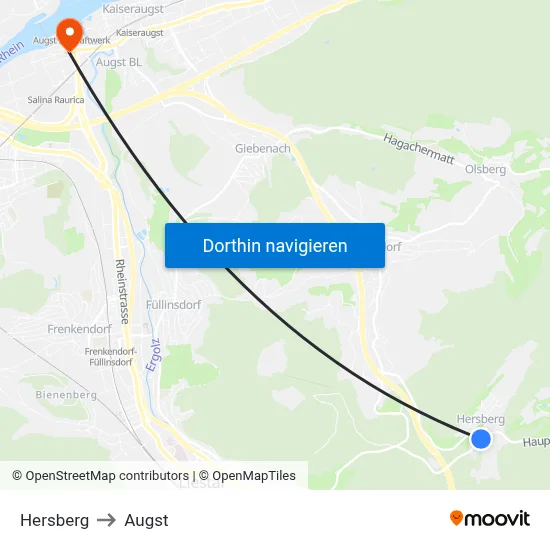 Hersberg to Augst map