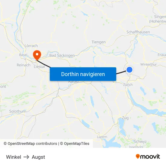 Winkel to Augst map